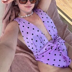 ASOS purple polka dot one piece